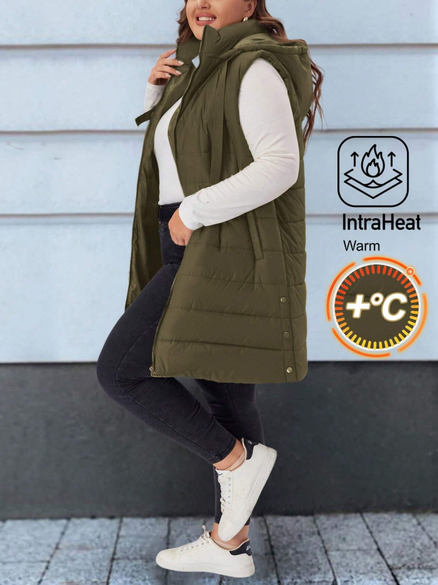 Chaqueta acolchada con capucha y bolsillos - IntraHeat